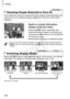 Page 148Viewing
148
If you switch the camera to simple information display mode (see below), the 
names of up to five detected people registered in Face ID (p. 69) will be 
displayed.
Switch to simple information 
display mode and check.
zPress the l button repeatedly until 
simple information display is activated, and 
then press the  qr buttons or turn the  5 dial 
to choose an image.
XNames will be displayed on detected people.
Press the  l button to view other information on the screen, or to hide the...