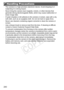 Page 240240
•The camera is a high-precision electronic device. Avoid dropping it or 
subjecting it to strong impact.
• Never bring the camera near magnets, motors, or other devices that 
generate strong electromagnetic fields, which may cause malfunction or 
erase image data.
• If water droplets or dirt adheres to the camera or screen, wipe with a dry 
soft cloth, such as an eyeglass cloth. Do not rub hard or apply force.
• Never use cleaners containing organic solvents to clean the camera or 
screen.
• Use a...
