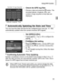 Page 51Using GPS Function
51
Check the GPS log files.
zChoose a date and press the m button. The 
recorded latitude, longitude, time, and 
number of logs acquired on that date are 
displayed.
You can have the date and time for the configured time zone (pp. 17, 189) 
automatically updated when the camera receives GPS signals.
Set [GPS] to [On].
zFollow steps 1 – 2 on p. 45 to configure the 
setting.
Configure the setting.
zPress the n  button, choose [GPS Auto 
Time] on the 3  tab, and then choose [On] 
(p....