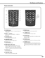 Page 1717
Remote Control Unit
!6
!5
!9
!7
!8
!8	ZOOM ed buttons
  Zoom in and out the images (p.34).
!5	D-ZOOM button
  Select the Digital zoom +/- mode and resize the 
image (p.46).
!9	FOCUS buttons
  Adjust the focus (p.34).
@1	FILTER button
   Scroll the filter (p.35).
@3	FREEZE button
  Freeze the picture on the screen (p.35).
!7	KEy STONE button
  Correct keystone distortion (p.35).
@0 RESET/ON/ALL OFF switch
  When using the remote control unit, set this 
switch to “ON.” Set it to “ALL OFF” for power...