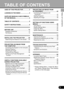 Page 55
TABLE OF CONTENTS
PROJECTING AN IMAGE FROM
AV EQUIPMENT ...................................42
Connecting the Projector to AV 
   Equipment ................................................42
Starting Projection.......................................44
Adjusting the Image ....................................48
SETTING UP FUNCTIONS USING 
MENUS .................................................49
Using Menus ...............................................49
Display Settings Menu...