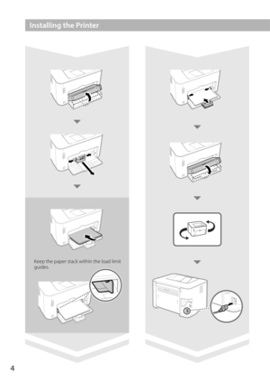 Page 44
Keep the paper stac\7k within the load \7limit 
guides.
Installing the Printer 