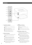 Page 66
1  (Alarm) indicator
Lights up or flashes\7 when a paper jam \7or other 
error occurs.
 Fr  S'allume ou clig note en cas de bourrage de 
papier ou d'une autre erreur.
 Es   S e ilumina o parpadea cuando se produce 
un atasco de papel \7u otro error.
 Pt   \b cende ou pisca quand\7o ocorrer um 
atolamento de papel ou outro erro.
2  (Job) indicator
Lights up when the machine is printing or waiting 
for data, and flashe\7s when printing has been 
canceled.
 Fr   S'allume lorsque la \7machine...