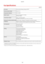 Page 662Fax6pecL4catLons
1469-0C9
LineUsedPublic Switched Telephone Network (PSTN) *
 1CommunicationModeSuper G3, G3CompressionMethodMH, MR, MMRModemSpeedSuper G3: 33.6 Kbps, G3: 14.4 Kbps
Automatic FallbackTransmissionSpeedApprox. 3 seconds per page *2
(ECM-MMR, transmitting from the memory at 33.6 Kbps)SendingfromMemory/Receiving
inMemoryMaximum approx. 256 pages *2
 (Total pages of transmission/reception)
(Maximum number of fax jobs that can be sent from the memory: 10 jobs/Maximum number of fax...