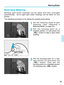 Page 57Metering Modes
Multi-Spot Metering
Multiple spot meter readings can be taken and then averaged
automatically.  Up to eight spot meter readings can be taken for one
picture.
The following procedure is for taking the sample photo below.Set the metering mode to spot
metering. (See “Selecting a
Metering Mode” on page 54.)
Aim the focusing point on a
shadow portion (1) and press the
 button to take a spot meter
reading.
57
Aim the focusing point on a mid-
tone portion (2) and press the

 button. Then aim the...