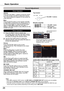 Page 2626
Basic	Operation
1
2
Press the MENU button to display the On-Screen Menu. Use the Point ▲▼ buttons to select Sound. Press Point ► button or the OK button to access the submenu items. 
Press the VOLUME+/– buttons on the top control or on the remote controller to adjust the volume. The volume dialog box appears on the screen for a few seconds.
Press the MUTE button on the remote controller to select On to temporarily turn off the sound. To turn the sound back on, press the MUTE button again to select Off...