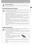 Page 1919Safety Instructions
Safety Instructions
Carrying/Transporting the Projector
Installation Precautions
Disposal of Waste Lamp
 Dispose of the projectors mercury lamp according to local regulations just 
like the fluorescent lamps.
 This projector is a precision machine. Do not subject the projector to strong 
shocks or vibrations or turn it down.
 Install the lens cap to protect the lens and put the projector in the carrying 
bag to protect it from dust and scratches on the surface of it when you...