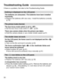 Page 9494
Troubleshooting Guide
If there is a problem, first refer to this Troubleshooting Guide.
Nothing is displayed on the LCD panel.
The batteries are exhausted. / The batteries have been installed
incorrectly.
sReplace the batteries with new ones. / Install the batteries correctly.
(p.18)
The picture looks blurred.
The lens focus mode switch is set to .sSet the lens focus mode switch to . (p.20)
There was camera shake when the picture was taken.
sHold the camera steady or use a faster shutter speed....