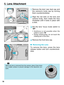 Page 1818
5. Lens Attachment
1Remove the lens rear dust cap and
the cameras body cap by turning
them counterclockwise.
2Align the red dots on the lens and
camera body, then rotate the lens
clockwise until it locks in place with
a click.     
3Set the lens’ focus mode switch to
“AF ”.
•Autofocus is not possible when the
switch is set to “ M”.
• During autofocusing, do not touch the
rotating part of the lens.
4Remove the front lens cap.     
● Removing the Lens
To remove the lens, press the lens
release button...