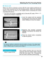 Page 31●Focus Lock
When you want to compose a scene with the main subject positioned out
of the zone covered by the five focusing points, follow the procedure
below to first lock the focus on the subject before composing the scene
and taking the picture.
• The focus lock function is available only in One-shot AF mode.(Refer to “2.
Selecting the AF Mode” on page 32.)     
31
Selecting the Five Focusing Points
1Cover the subject with the selected
focusing point and press the shutter
button halfway to focus the...