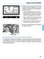 Page 5757
Depth-of-Field AE [DEP]
6Compose the picture and press the
shutter button halfway to set the
aperture and focus for the designat-
ed depth of field.
•The correct aperture value for the des-
ignated depth of field and the corre-
sponding shutter speed are displayed
in both the viewfinder and LCD panel.
• If you remove your finger from the
shutter button, the display changes to
“” and the aperture value.
• The exposure is determined immedi-
ately before the shutter is released.
7Press the shutter button...