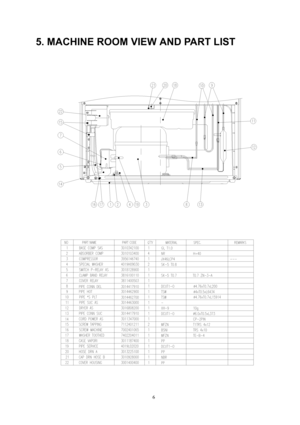 Page 6 
6
5. MACHINE ROOM VIEW AND PART LIST 
 
 
 
 
 
 
 
 