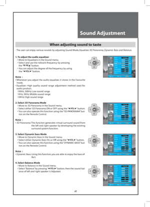 Page 4141
Install Picture
Mode Favourite100 Hz    0
300 Hz    0
1 KHz    0
3 KHz    0
10 KHz    0
3D Panorama  Off
Dynamic Bass  Off
Balance  0
Screen
Sound
Function
Position Access Exit
Install Picture
Mode Favourite100 Hz    0
300 Hz    0
1 KHz    0
3 KHz    0
10 KHz    0
3D Panorama  Off
Dynamic Bass  Off
Balance  0
Screen
Sound
Function
Position Access Exit
Install Picture
Mode Favourite100 Hz    0
300 Hz    0
1 KHz    0
3 KHz    0
10 KHz    0
3D Panorama  Off
Dynamic Bass  Off
Balance  0
Screen
Sound...