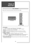 Page 20Name of 
Each Part
20
MENU
PR
1
2
3
4
5
6
Control Key Buttons.
Buttons : Each time you press this button, the TV will cycle through:
TV => AV1 => AV2 => AV3/S-Video => PC => HDMI => Component
MENU Button : Use this button to enter and exit the MENU.
Buttons : Use this buttons to change your TV’s volume or to move the cursor in the menu.
Buttons : Use this buttons to change channels on your TV or to move the cursor in the menu.
Stand-by / TV ON button
Button : Use this button to change from TV STAND-by...