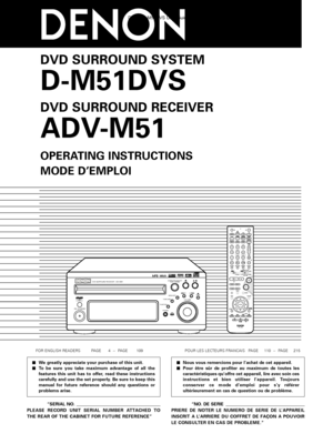 Page 1B
BAND
PHONES
VOLUME
ON / STANDBY
DVD SURROUND RECEIVER   ADV-M51
TONE / SDB
FUNCTION MENU / SET
+-
SURROUND / SELECTPUSH - PARAM.
+-
+-
RC-936
A / V
3
A-B REPEAT
SEARCH MODE
ON
OFF
REPEAT RANDOM
CLEAR ZOOM
SLIDE MODE
PROG/ DIRECT MEMO BAND
MODE
STATUS
RETURN ANGLE AUDIO
SUB TITLE
SETUP TONE / SDBFUNCTION
SURROUND
INPUT MODE
TEST TONE
DVD TUNER
CH
3
-+
21654
987
0
/ 10CALL
ENTER
MUTING
+
10
DISPLAY MENUTOP MENU
SYSTEM MD
CDR TAPE
TUNER TV / VCR
SURROUND
PARAMETERCH SELECT VCR
NTSC/PAL
SLEEP
ENTER
CD SRS...