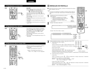 Page 158158
ESPAÑOL
(7) Reproducción en cámara lenta 
+-
A / V
S TAT U S
SETUP
TONE /DIMMER
DVD
ENTER
MUTINGAV AMP DVDSURROUND
SURROUNDPAR
ARAMETER
CH SELECT
DVD(8) Reproducción de un solo paso
+-
A / V
S TAT U S
SETUP
TONE /DIMMER
DVD
ENTER
MUTINGAV AMP DVDSURROUNDPARAMETER
CH SELECT
DVD(9) Reproducción directa (excepto DVD) 
+-+-+--
+
A / VA-B REPEATON OFF
REPEAT RANDOM CLEAR ZOOM
PROG/ DIRECT
MEMO BAND MODE
S TAT U S
SETUP
TONE /DIMMERFUNCTION SURROUND INPUT MODE TEST TONE
DVDTUNER
CH
3 2 1
6 5 4
9 8 7
0
/...