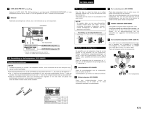 Page 173173
NEDERLANDS
•De rode luidsprekerklemmen van de ADV-500SD zijn de positieve klemmen “+”, de zwarte zijn de negatieve “–”.•De “+”-zijde van de luidsprekerkabel is gemarkeerd om hem te kunnen onderscheiden van de “–”-zijde van
de kabel. Sluit de gemarkeerde zijde aan op de rode “+”-klem en de niet-gemarkeerde zijde op de zwarte klem.• Maak de luidsprekersnoeren klaar voor aansluiting door ongeveer 10 mm (niet meer, om gevaar voor
kortsluiting te voorkomen) van de isolatie te verwijderen.
Draai de draden...