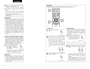 Page 8686
FRANCAIS
7
Après avoir réalisé les réglages ci-dessus,
appuyer sur la touche ENTER.
•L’écran de “SYSTEM SETUP MENU” réapparaît.
✽Pour effacer les réglages après avoir effectué
l’accordAfficher l’écran de réglage du niveau de canal, puis
utiliser les touches de curseur  ,  ,  et 
pour sélectionner “LEVEL CLEAR” et “YES”.Les réglages de niveau pour toutes les enceintes sont
effectués sur 0 dB.REMARQUES:
•Lorsque vous régler les niveaux de canal en mode
SYSTEM SETUP CHANNEL LEVEL (niveau de
canal...