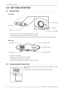 Page 18
5.0  GETTING STARTED
18R699740 - DreamBee User Manual
5.0 GETTING STARTED
5.1 General View
Front side
•Air Outlet / Inlet: see “Air-Flow and Space Requirements”,  page 11.
•F ocus and Zoom Adjust: see “Focus and Zoom Adjust”,  page 19.
• This unit comes with buffer material that cushions the lens during transport. Remove the material before use.
Rear side
•Input Panel: see page 22.
• Main Power: connect the power cord. See below.
• Operating LEDs: see page 20 for more details.
• Operating and Navigation...
