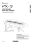 Page 1PX3ES1A
ES
USER’S GUIDE
GUÍA DEL USUARIO
Please keep all information for future reference.
Guarde toda documentación para futuras consultas.
Safety Precautions 
Before trying to use the piano, be sure to read 
the separate “Safety Precautions”.
Precauciones de seguridad
Antes de intentar usar el piano, asegúrese de 
leer las “Precauciones de seguridad” separadas.
English
Español 