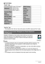 Page 179179Appendix
.PLAY Mode
“PLAY” Tab
“Set Up” Tab
• The contents of the “Set Up” tab are the same in the REC mode and PLAY mode.
Displays a histogram on the monitor screen which you can use to 
check the exposure of an image before you shoot it. You also can 
display the histogram in the PLAY mode for information about the 
exposure levels of images.
NOTE
• A centered histogram does not necessarily guarantee optimum exposure. The 
recorded image may be over-exposed or under-exposed, even though its...