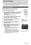 Page 5050Advanced Settings
Advanced Settings
The following are menu operations you can use to configure various camera settings.
• REC mode menu contents and operations are different from those in the PLAY 
mode. This section explains operations using the REC menu screen. See page 69 
for information about PLAY menu screen operations.
.Example REC Menu Screen Operation
1.In the REC mode, press [SET].
2.Use [8] and [2] to select the second Control Panel 
option from the bottom (MENU) and then press 
[SET] (page...