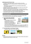 Page 2929Quick Start Basics
.Shooting with Premium Auto
• In addition to shutter speed, aperture, and ISO sensitivity, the camera 
automatically executes the following operation as required when shooting with 
Premium Auto.
– Auto Focus is normally performed until you half-press the shutter button.
– Face Detection (page 41)
• Shooting with Premium Auto can cause vibration and noise to occur due to lens 
operation. This does not indicate malfunction.
• When Shooting with Premium Auto, the message “Processing...