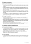 Page 124124Appendix
.Precautions during Use
• Operation provided by a battery under cold conditions is always less than operation 
under normal temperatures. This is due to the characteristics of the battery, not the 
camera.
• Charge the battery in an area where the temperature is within the range of 5°C to 
35°C (41°F to 95°F). Outside this temperature range charging can take longer than 
normal or even fail.
• Do not tear or remove the battery outer label.
• If a battery provides only very limited operation...