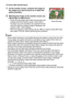 Page 53
53Snapshot Tutorial
To focus with manual focus
1.On the monitor screen, compose the image so 
the subject you want to focus on is within the 
yellow boundary.
2.Watching the image on the monitor screen use 
[ 4 ] and [ 6] to adjust focus.
• At this time the image that is within the boundary will 
enlarge and fill the monitor screen, which aids in 
focusing. If you do not perform any operation for two 
seconds while the enlarged image is displayed, the 
screen in step 1 will re-appear.
• When the...