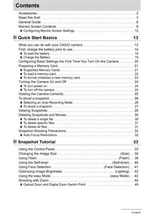 Page 4
4Contents
Contents
Accessories . . . . . . . . . . . . . . . . . . . . . . . . . . . . . . . . . . . . . . . . . . . . . . . . . . . .  2
Read this first!  . . . . . . . . . . . . . . . . . . . . . . . . . . . . . . . . . . . . . . . . . . . . . . . . . .  3
General Guide . . . . . . . . . . . . . . . . . . . . . . . . . . . . . . . . . . . . . . . . . . . . . . . . . .  8
Monitor Screen Contents . . . . . . . . . . . . . . . . . . . . . . . . . . . . . . . . . . . . . . . . . .  9
❚Configuring Monitor...