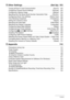 Page 7
7Contents
❚❙Other Settings  (Set Up) 103
Turning off Eye-Fi Card Communication . . . . . . . . . . . . . . . . . . . .  (Eye-Fi) .  103
Configuring Camera Sound Settings   . . . . . . . . . . . . . . . . . . . . .  (Sounds) .  103
Configuring a Startup Image  . . . . . . . . . . . . . . . . . . . . . . . . . . . . . (Startup) .  104
Specifying the File Name Serial Number Generation Rule  . . . . .  (File No.) .  104
Configuring World Time Settings   . . . . . . . . . . . . . . . . . . . . .  (World...