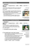 Page 7676Other Playback Functions (PLAY)
Procedure
[p] (PLAY) * Snapshot Screen * [SET] * MENU * PLAY Tab * 
Trimming
You can crop a snapshot to trim parts you do not need, and 
save the result in a separate file. The original snapshot is 
also retained.
Use the zoom controller to zoom the image to the size you 
want, use [8], [2], [4], and [6] to display the portion of the 
image you want to cut out, and then press [SET].
• The image produced by cropping a 3:2 or 16:9 image will 
have an aspect ratio of 4:3.
•...