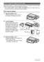 Page 1515Quick Start Basics
Note that the battery of a newly purchased camera is not charged. Perform the steps 
below to load the battery into the camera and charge it.
• Your camera requires a special CASIO rechargeable lithium ion battery (NP-120) 
for power. Never try to use any other type of battery.
1.Open the battery cover.
Pressing the battery cover, slide it in 
the direction indicated by the arrow.
2.Load the battery.
With the EXILIM logo on the 
battery facing downwards (in 
the direction of the...