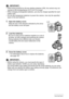 Page 17
17Quick Start Basics
IMPORTANT!
• When being powered by AA-size alkaline batteries (LR6), the camera may not operate at all at temperatures of 5°C (41°F) or lower.
• When charging rechargeable batteries, use  only the charger specified for each 
battery type.
• Do not use manganese batteries to power  this camera. Use only the specified 
types of AA-size batteries.
1.Open the battery cover.
Slide the lock in the direction indicated by the arrow 
and the battery cover will open.
2.Load the batteries.
Be...