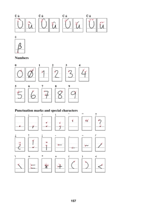 Page 157157
Ù ùÛ ûÚ úÜ ü
ß
Numbers
01234
56789
Punctuation marks and special characters
. , :; ?
¿!¡-_~/
\=*+()< 