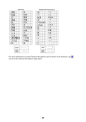 Page 5959
For more information on using Character Recognizer and for demos of all characters, tap cricon on the Character Recognizer input panel. 