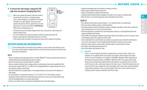 Page 1526 
02
03
04
05
01
27 
4.   To remove the wall charger, unplug the USB 
c able from the phone’s Charging/Data Port.
   •   When you charge the battery with the handset 
p
owered off, you will see a charging status 
screen. After charging is completed, the Charge 
Complete message appears and you cannot 
operate the phone until it is powered on. To turn 
your phone on, press and hold the 
END/PWR key H until your display turns on.
•   Th
e battery may not be fully charged at the time of purchase. Fully...