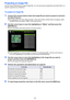 Page 2525
Projecting an Image File
Use the Viewer Slide Mode to project image files. You can also group image files and project them in a 
specific sequence as a slideshow.
To project an image file
1.Connect the memory device where the image file you want to project is stored to 
the Data Projector.
 This will project the main Viewer window. If the main Viewer window does not appear, press 
the [INPUT] key and select “USB” as the input source.
2.Use the cursor keys to move the highli ghting to “Slides” and...