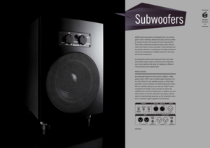 Page 22ADAM Audio subwoofers are designed with one primary 
goal in mind: Achieving absolute accuracy and an authen-
tic natural sound in the process of music reproduction. 
This means combinin\yg exceptional bass power with pre-
cision and clarity \yin every subwoofer. These elements ar\ye 
the perfect partners to complement the highly acclaimed 
clarity and transparency of ADAM monitors in the lower 
and lowest frequencies.
All subwoofers feature both balanced (XLR) a\ynd unbal-
anced (RCA) input/output...