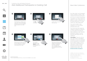 Page 2424
Your video system may be equipped with the capability to initiate a video conference with several participants.
The maximum number of participants  supported by your video system will 
depend on system configuration and 
the video infrastructure. If in doubt, 
contact your video support team. 
If you want to initiate a video 
conference, you must call each  participant one by one. 
If you are the one who initiated the 
conference initiated the conference 
you will be able to terminate the  entire...