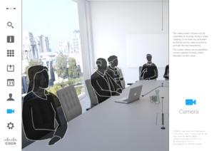 Page 4343
Camera
The video system camera can be controlled at all times during a video meeting. It can even be controlled 
by the far end to make sure the far 
end get the best experience.
The system allows you to predefine  camera presets to easily switch between camera views.  
D1458221 User Guide Cisco TelePresence
Profile Series, Codec C-series, Quick Set C20 
SX20 Quick Set, MX200, MX300
Produced: December 2014 for TC7.3
All contents 