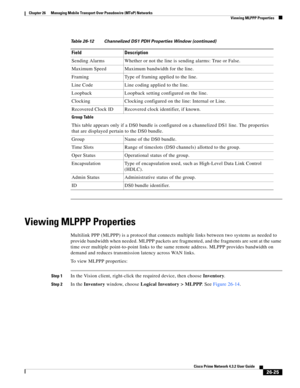 Page 699 
26-25
Cisco Prime Network 4.3.2 User Guide
Chapter 26      Managing Mobile Transport Over Pseudowire (MToP) Networks
  Viewing MLPPP Properties
Viewing MLPPP Properties
Multilink PPP (MLPPP) is a protocol that connects multiple links between two systems as needed to 
provide bandwidth when needed. MLPPP packets are fragmented, and the fragments are sent at the same 
time over multiple point-to-point links to the same remote address. MLPPP provides bandwidth on 
demand and reduces transmission latency...