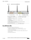 Page 25 
1-11
Cisco 860 Series, Cisco 880 Series, and Cisco 890 Series Integrated Services Routers Hardware Installation Guide
OL-16193-03
Chapter 1      Product Overview
  Cisco 890 Series ISRs
Figure 1-10 Back Panel of the Cisco IAD888EB Router
Cisco 890 Series ISRs
The Cisco 890 series ISRs have the following features:
 Integrated 8-port 10/100 Ethernet switch for connecting to the LAN 
 10/100 FE and 10/100/1000 Gigabit Ethernet (GE) port for connecting to the WAN
 Separate console and auxiliary ports...
