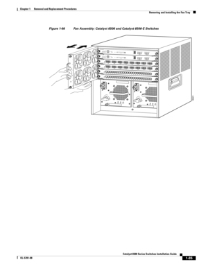 Page 2931-85
Catalyst 6500 Series Switches Installation Guide
OL-5781-08
Chapter 1      Removal and Replacement Procedures
  Removing and Installing the Fan Tray
Figure 1-66 Fan Assembly: Catalyst 6506 and Catalyst 6506-E Switches
INPUT
OKFA N
OKOUTPUT
FA I L
o
INPUT
OKFA N
OKOUTPUT
FA I L
o
8
 P
O
R
T
 
G
IG
A
B
IT 
E
T
H
E
R
N
E
TWS-X64081LINKSTATUS2
3
4
5
6
7
8LINKLINKLINKLINKLINKLINKLINK8
 P
O
R
T
 G
IG
A
B
IT
 E
TH
E
R
N
E
TWS-X64081LINKSTATUS2
3
4
5
6
7
8LINKLINKLINKLINKLINKLINKLINK24 PORT 100FXWS
-X...