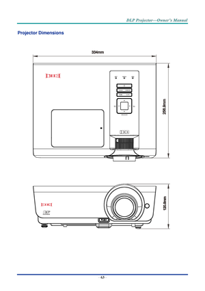 Page 77–
63  – Projector Dimensions   