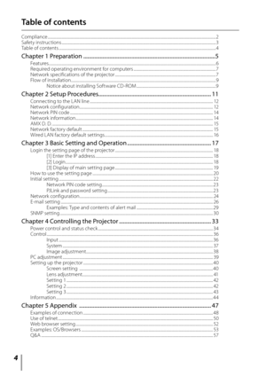 Page 44
Compliance ........................................................................\
............................................................................................................ 2
Safety instructions  ........................................................................\
............................................................................................. 3
Table of contents  ........................................................................\...