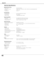 Page 5656
Appendix
Technical Specifications
Mechanical Information
Projector Type Multi-media Projector
Dimensions (W x H x D) 10.63 x 3.07 x 7.48 (270mm x 78mm x 190mm) (not including Adjustable Feet)
Net Weight 4.8lbs (2.2 kg)
Feet Adjustment 0˚ to 7.0˚
Panel Resolution
LCD Panel System 0.5 TFT Active Matrix type, 3 panels
Panel Resolution 800 x 600 dots
Number of Pixels 1,440,000 (800 x 600 x 3 panels)
Signal Compatibility
Color SystemPAL, SECAM, NTSC, NTSC4.43, PAL-M, PAL-N
High Definition TV Signal480i,...