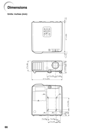 Page 68
66
Dimensions
Units: inches (mm)
3 33/64 (89)1 31/64
(37.65)
2 
5/8 (66.35)
2 61/64 (75)
10 
41/64 (270) 2 
3/8 (60)
10 7/16 (265)
1/4 (6)
13/32 (10)
M4M4
M4M4
4 7/64 (104)
1 
15/16(49)
13/32 (10)13/32 (10)
1 3/16(30)
2 61/64 (75) 1 27/64(36) 