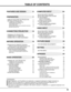 Page 55
TABLE OF CONTENTS
FEATURES AND DESIGN 6
BEFORE OPERATION 15PREPARATION 7
NAME OF EACH PART OF PROJECTOR 7
SETTING-UP PROJECTOR 8
CONNECTING AC POWER CORD 8
POSITIONING PROJECTOR 9
ADJUSTABLE FEET 10
INSTALLING PROJECTOR IN PROPER POSITION 10
MOVING PROJECTOR 11
CONNECTING PROJECTOR 12
TERMINALS OF PROJECTOR 12
CONNECTING TO COMPUTER 13
CONNECTING TO VIDEO EQUIPMENT 14
OPERATION OF REMOTE CONTROL 15
REMOTE CONTROL BATTERIES INSTALLATION 16
TOP CONTROLS AND INDICATORS 17
OPERATING ON-SCREEN MENU 18
HOW...