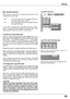 Page 49
49

Setting
T h i s  f u n c t i o n  p r eve n t s  a n  u n a u t h o r i ze d  p e r s o n  f r o m changing the screen logo.
Off  . . . . . .the  screen  logo  can  be  changed  freely  from the Logo select menu.  (p.48)On  . . . . . .the  screen  logo  cannot  be  changed  without the Logo PIN code.
If  you  want  to  change  the  Logo  PIN  code  lock  setting, enter  a  Logo  PIN  code  along  the  following  steps.    The initial Logo PIN code is set 4321 at the factory.
Logo PIN code lockLogo...